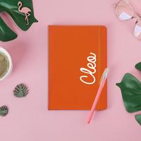 Image of Personalised White Name Orange Notebook