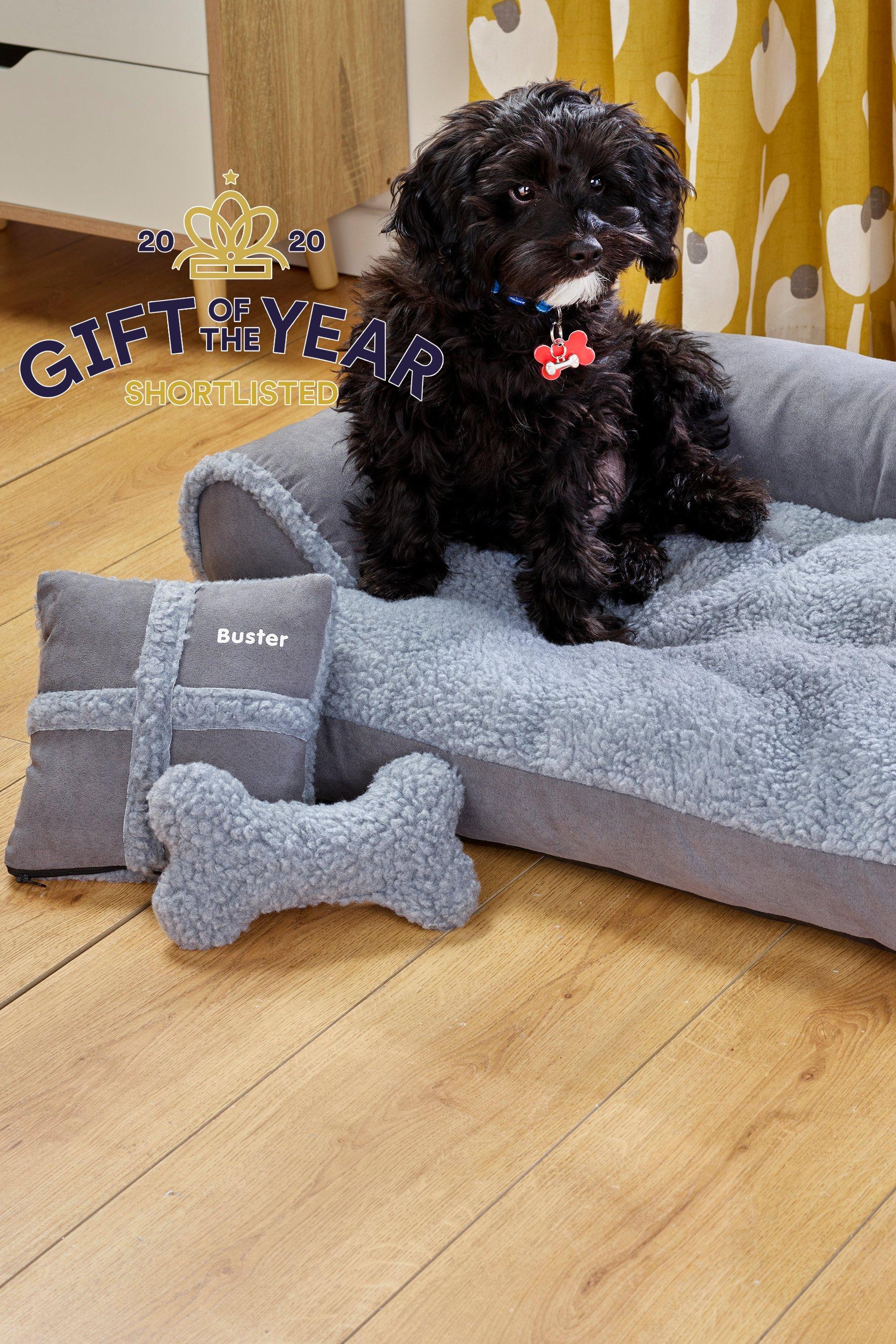 personalised grey dog bed