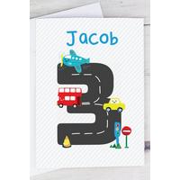 Image of Personalised Vehicles Birthday Card