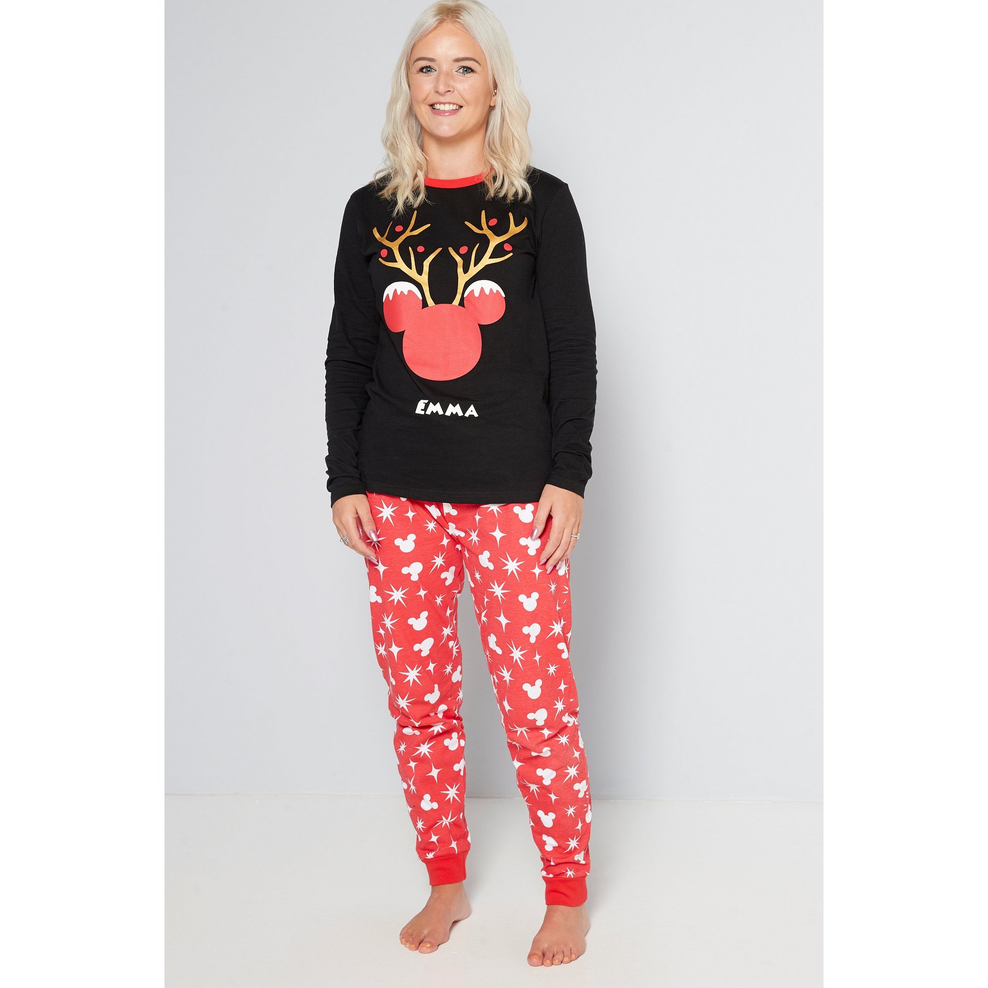 Personalised Ladies Christmas Mickey Mouse Pyjamas