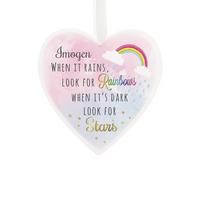Image of Personalised Rainbows and Stars 22cm Large Wooden Heart Decoration