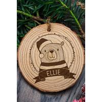 Image of Personalised Woodland Bear Christmas Tree Decoration