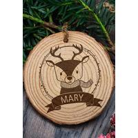 Image of Personalised Woodland Reindeer Christmas Tree Decoration