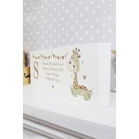 Image of Personalised Hessian Giraffe Wooden Block Sign