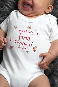 My First 1st Christmas Xmas Cute Baby Kids Preset Grow Body Suit Vest 