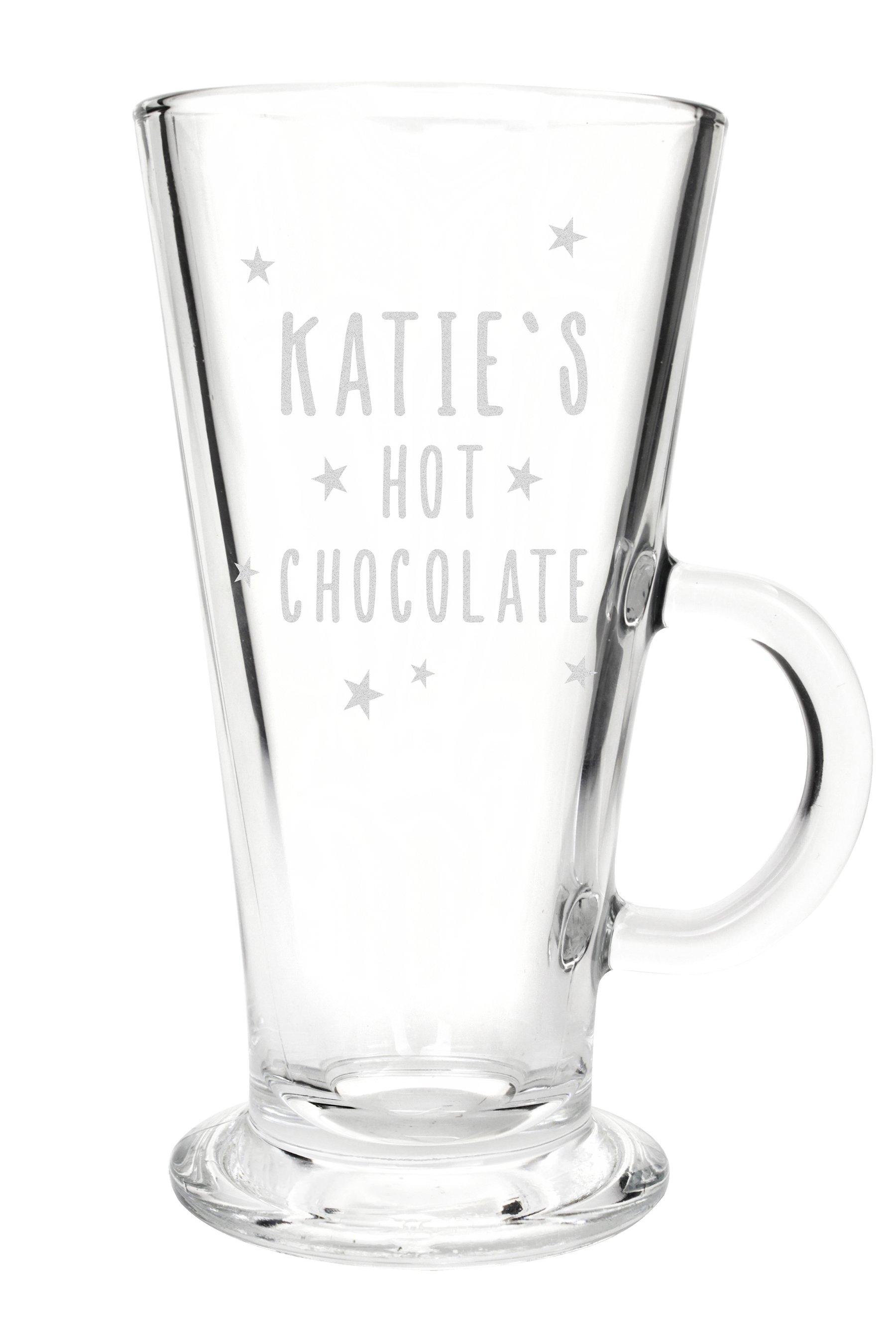 personalised stars hot chocolate latte glass - clear