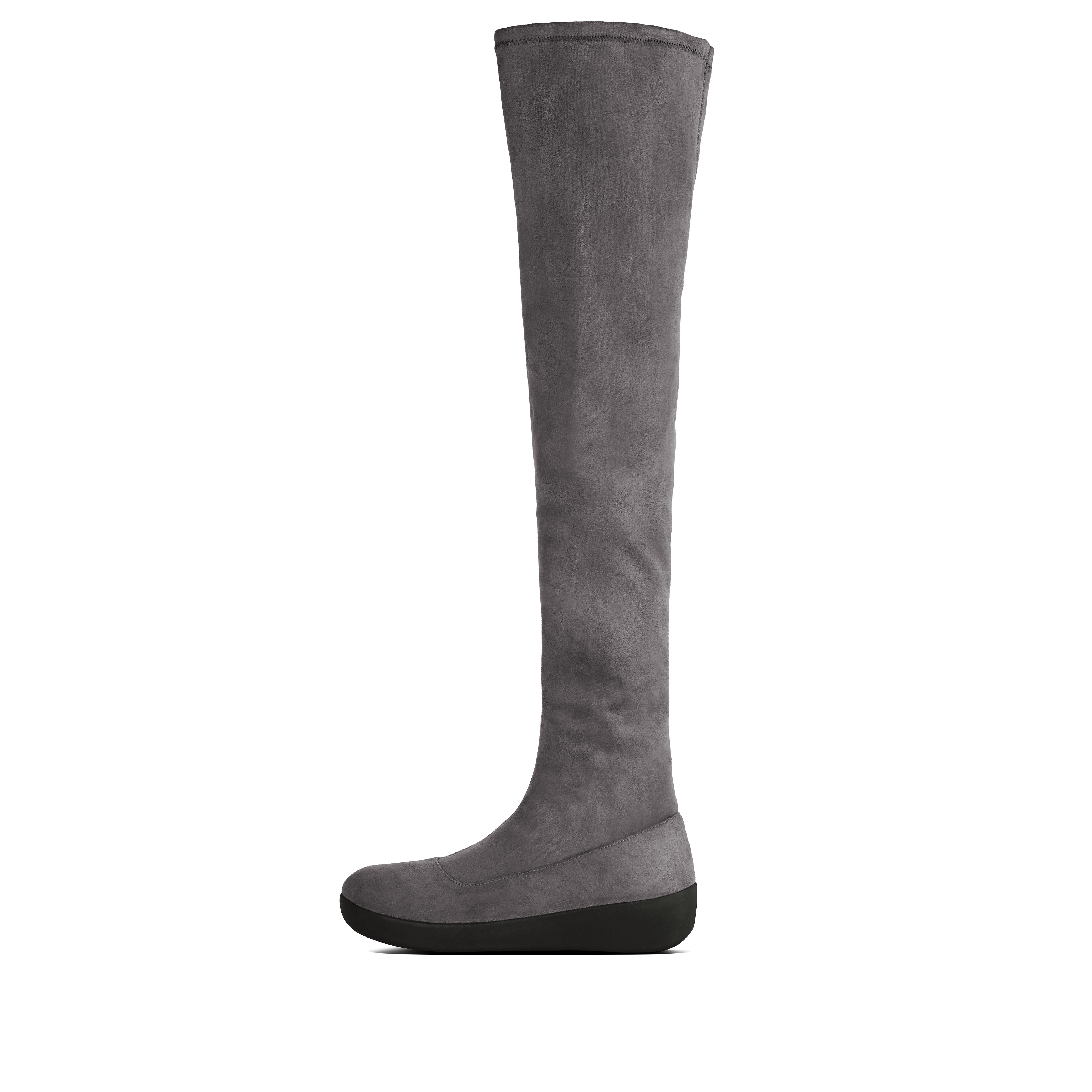 Our boots reach new heights (literally) with this beautiful over the knee pair. Supertall boots are a major trend and - in soft, second-skin, stretch faux-suede with our sleek, all-day cushioning Supercom FF midsoles - these are a particularly covetable example. Fashiony, flattering, fabulously comfortable. try wearing yours with skinnies, leggings and slit/wrap/mini dresses and skirts.