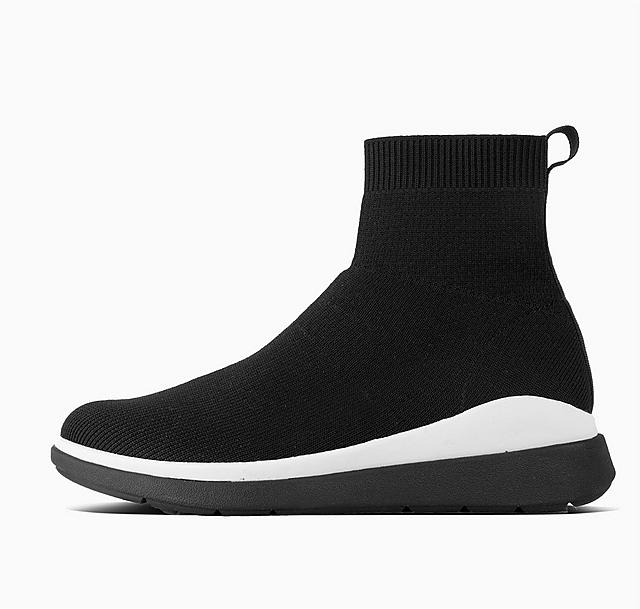 Ankle-high Rapid Luxe Knitted sock boots in colours Red and Black.