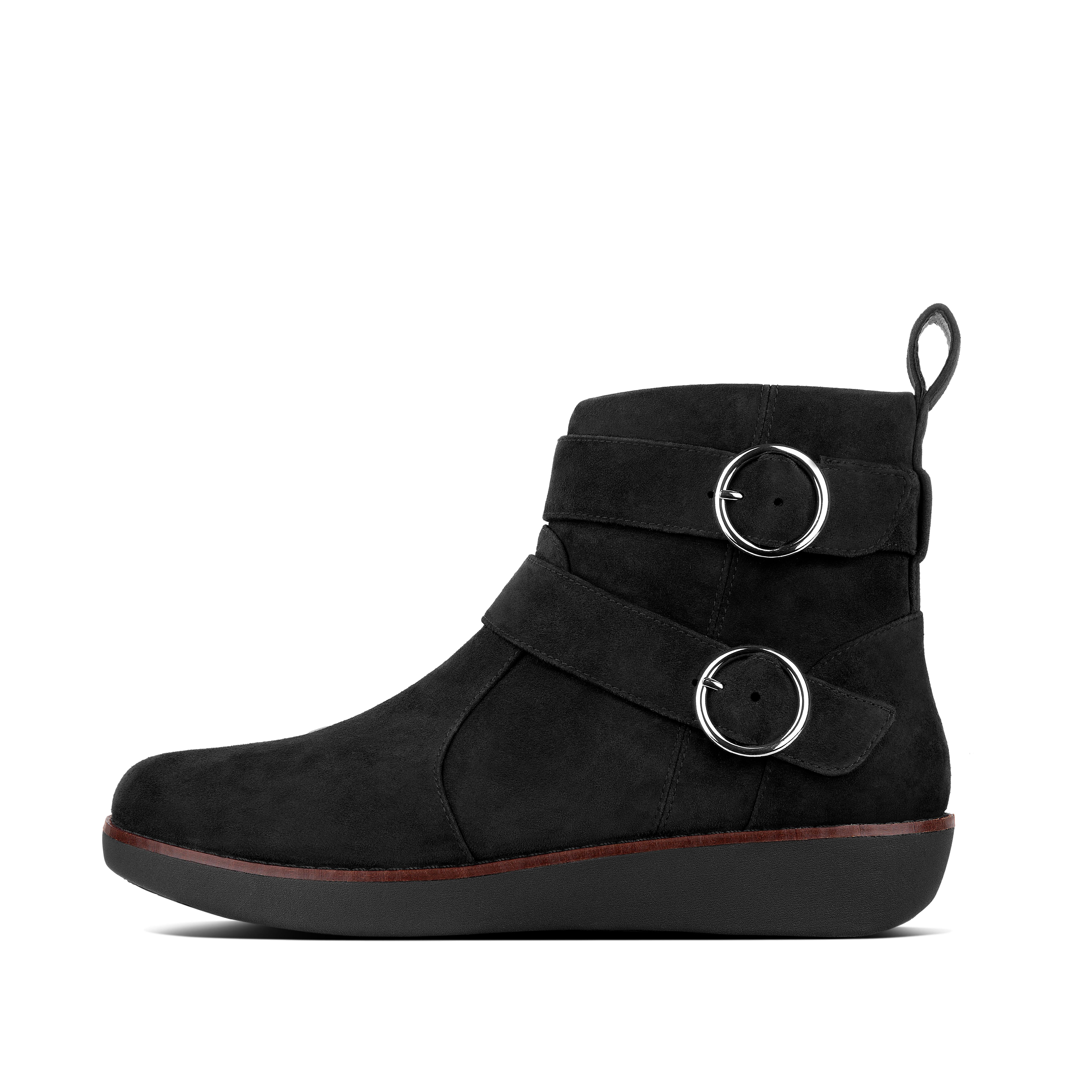 Circular statement buckles, soft suede uppers plus smart styling - the result? Simply-must-have boots. These feel amazing too, thanks to our ergonomic, all-day-cushioning Supercom FF midsoles. Wear yours with skinny jeans, leggings, cropped trousers, dresses, skirts.