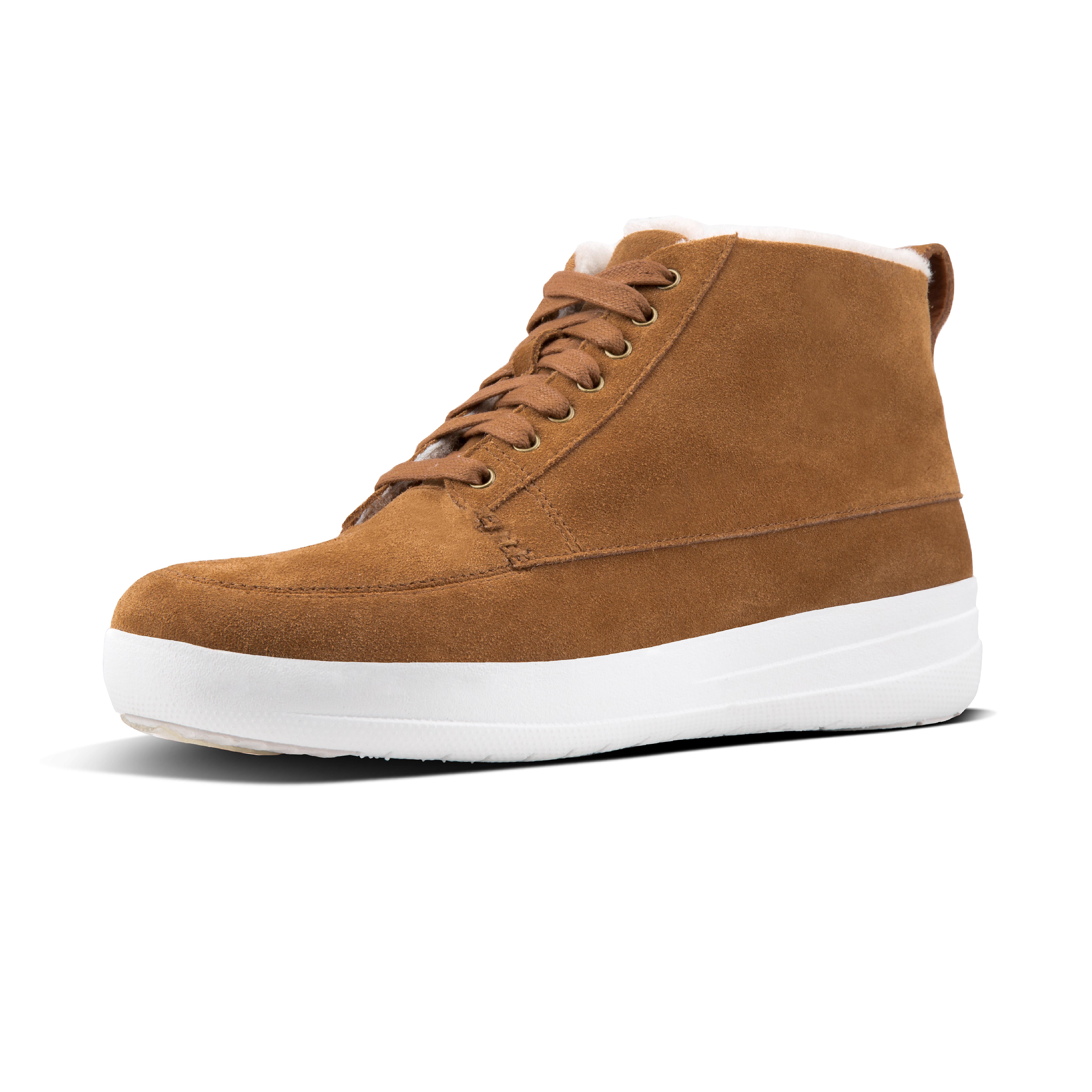 Sneakers that combine high-top cool with ultra cosiness. Crafted in soft suede with a fluffy toe-toasting shearling lining, and our superlight, all-day cushioning Anatomicush midsoles beneath, these deliver laidback style on the outside (try them with skinnies and an slouchy sweater) and instant 'snug' on the inside. Autumn/winter must-haves.