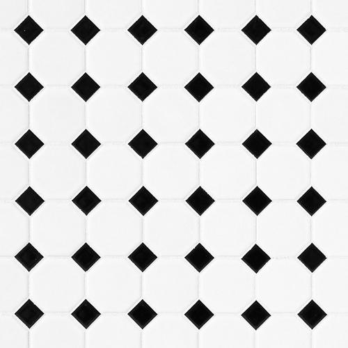 White And Black Dot Octagonal Ii Porcelain Mosaic 12 X 12