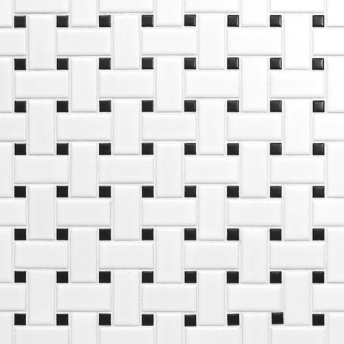 White And Black Basket Weave Ii Porcelain Mosaic 12 X 12