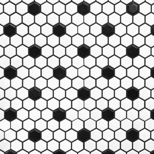 White Hexagon Backsplash Dark Grout