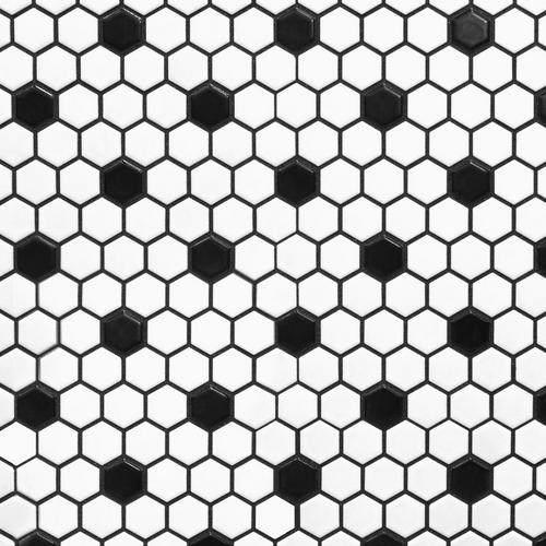 White And Black Hexagon Ii Porcelain Mosaic 10 X 12 100104694