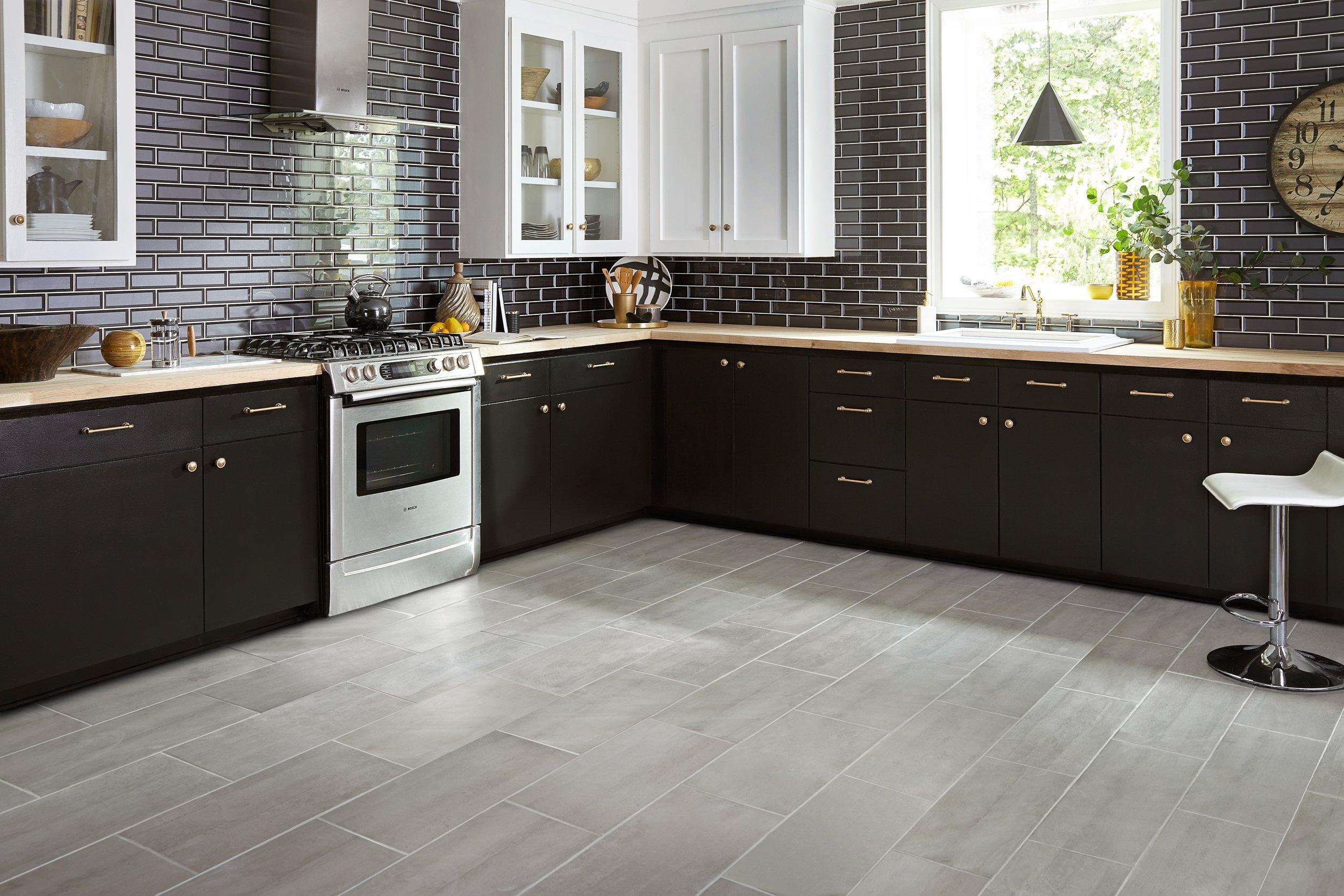 dark or light porcelain tile kitchen floor