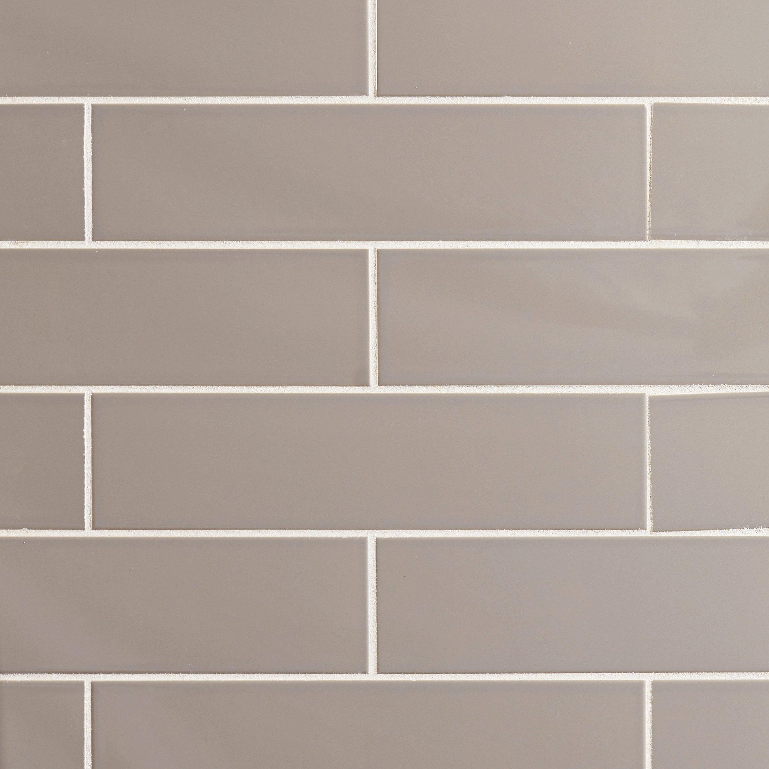 Metro Taupe Glossy Ceramic Wall Tile - 4in. x 16in ...
