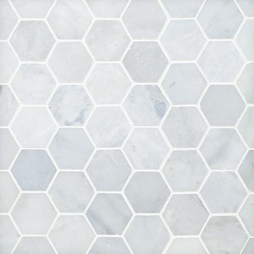 Blue Hexagon Floor Tile Bathroom