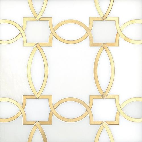 Phoenix Royal White Brass Waterjet Marble Mosaic 11 X 13