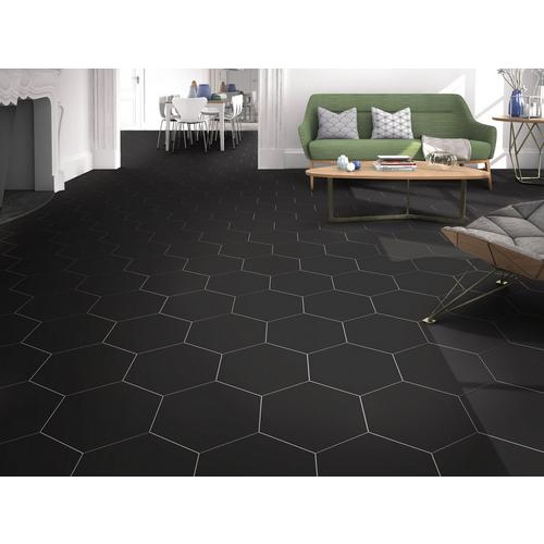 Opal Black Hexagon Porcelain Tile 11 X 13 100505361 Floor