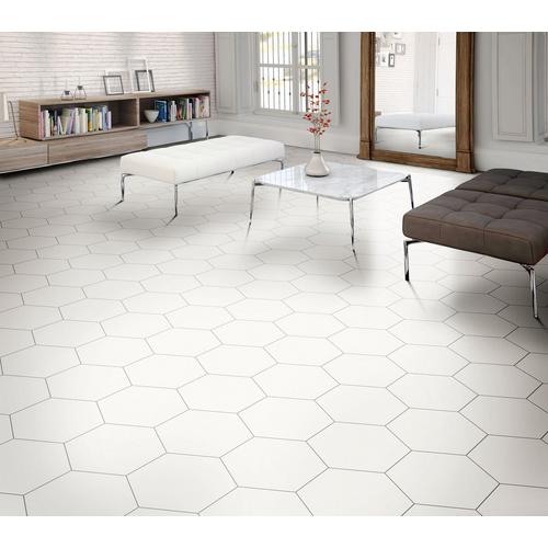 Opal White Hexagon Porcelain Tile 11 X 13 100505379 Floor And Decor