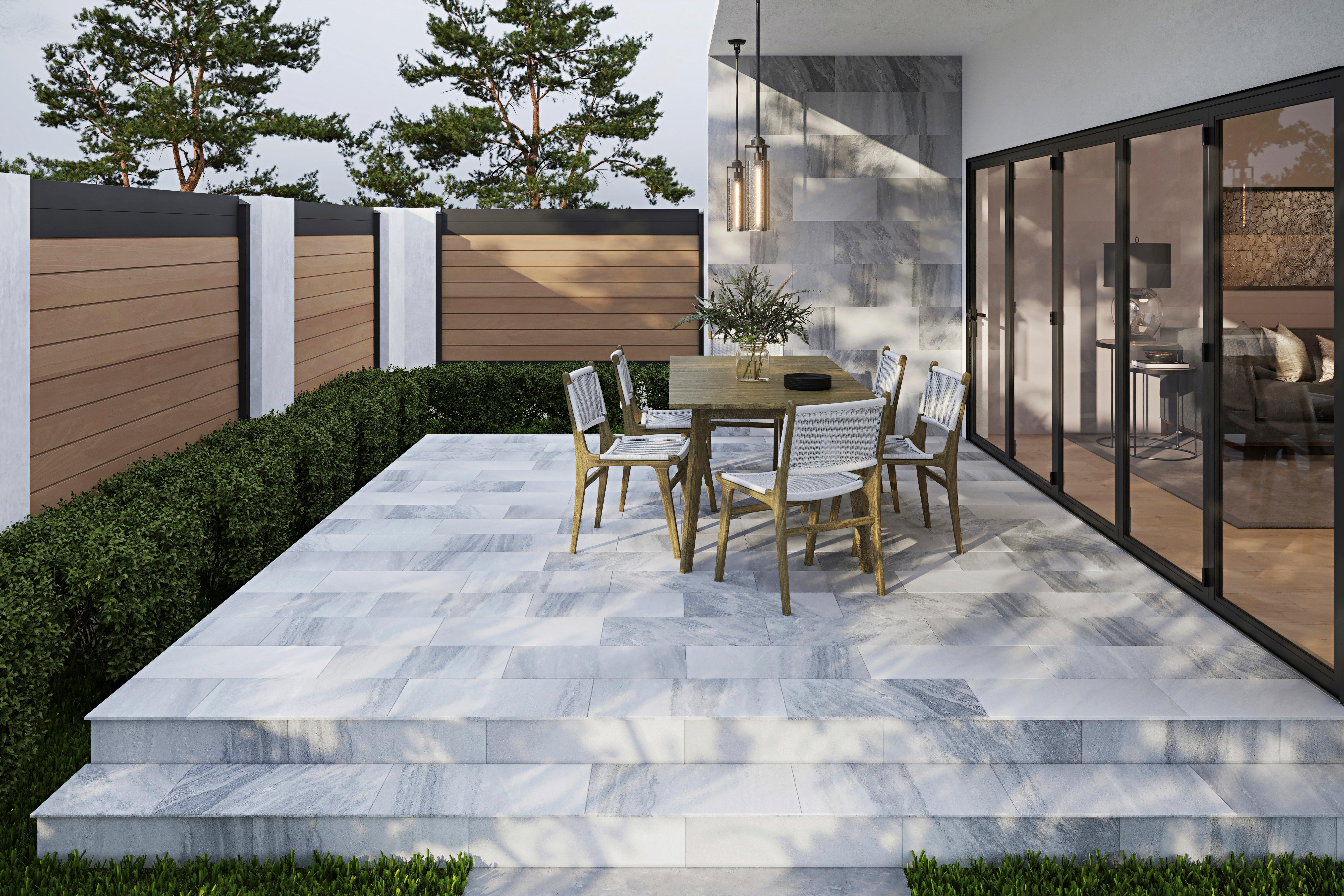 modern outdoor patio tiles over concrete