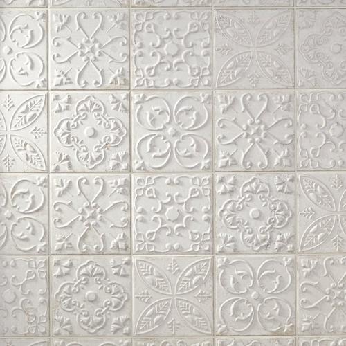 Aged White Ornato Matte Ceramic Tile 8 X 8 100566215