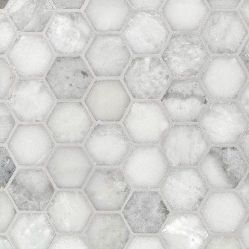 Sahara Carrara 2 In Hexagon Polished Marble Mosaic 12 X 12
