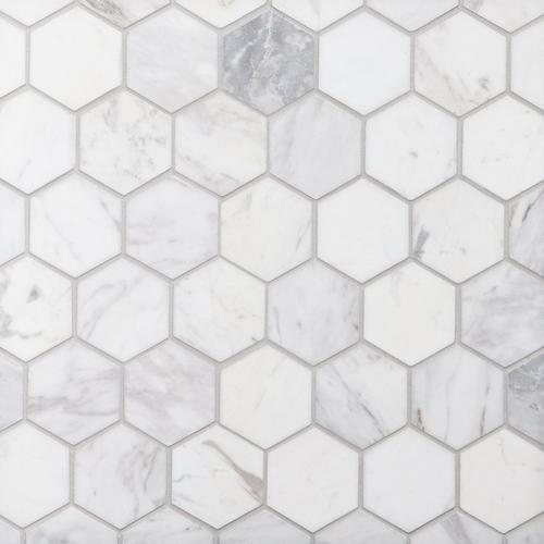 Volakas 2 In Hexagon Honed Marble Mosaic 12 X 12 100569185