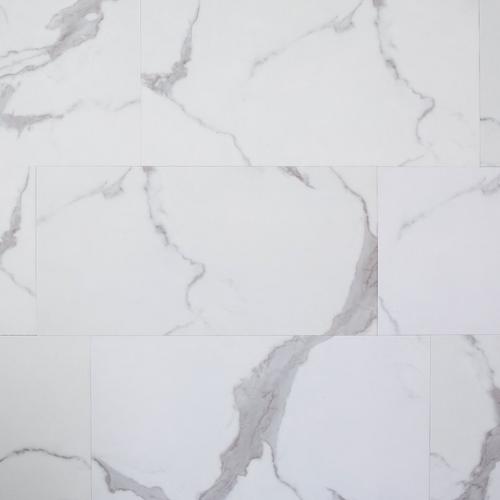 Carrara Marble Rigid Core Luxury Vinyl Tile Cork Back 12 X 24 In 100593607 Floor And Decor
