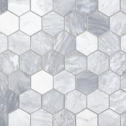 Solco White 2 In Hexagon Polished Marble Mosaic 11 X 11