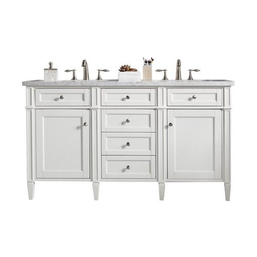 Brittany 60 In Cottage White Vanity With Arctic Fall Quartz Top