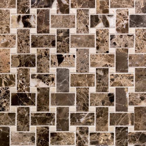 Crema Marfil And Dark Emperador Marble Mosaic 12 X 12 931100815 Floor And Decor