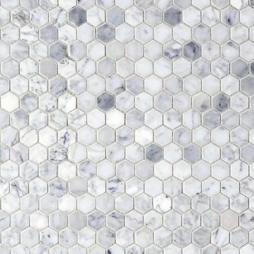 Bianco Carrara Polished Hexagon Marble Mosaic 11 X 11