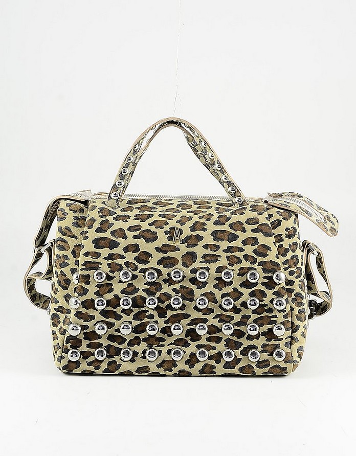 Animal Print Leather Satchel Bag - Aniye By