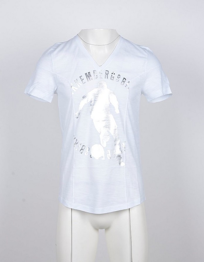 White Men's V-Neck T-shirt - Bikkembergs
