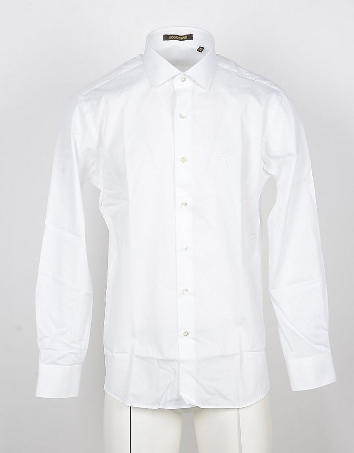 Long-Sleeved White Cotton Men's Shirt - Roberto Cavalli ޲п
