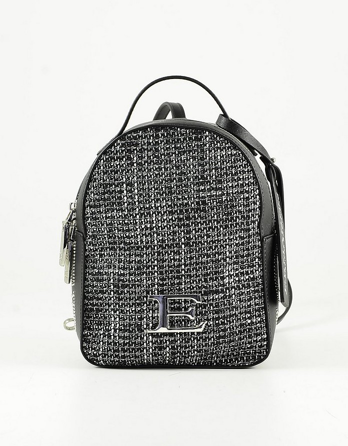 Black Twedd and Eco-leather Backpack - Ermanno Scervino