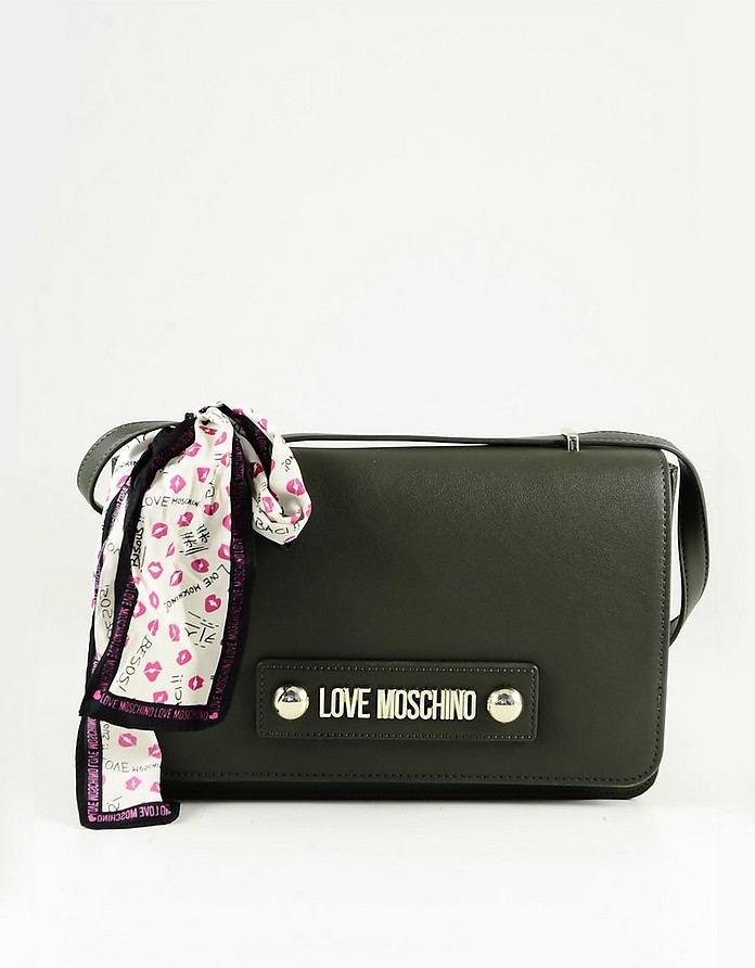 Green Eco-Leather Scarf Shoulder Bag - Love Moschino