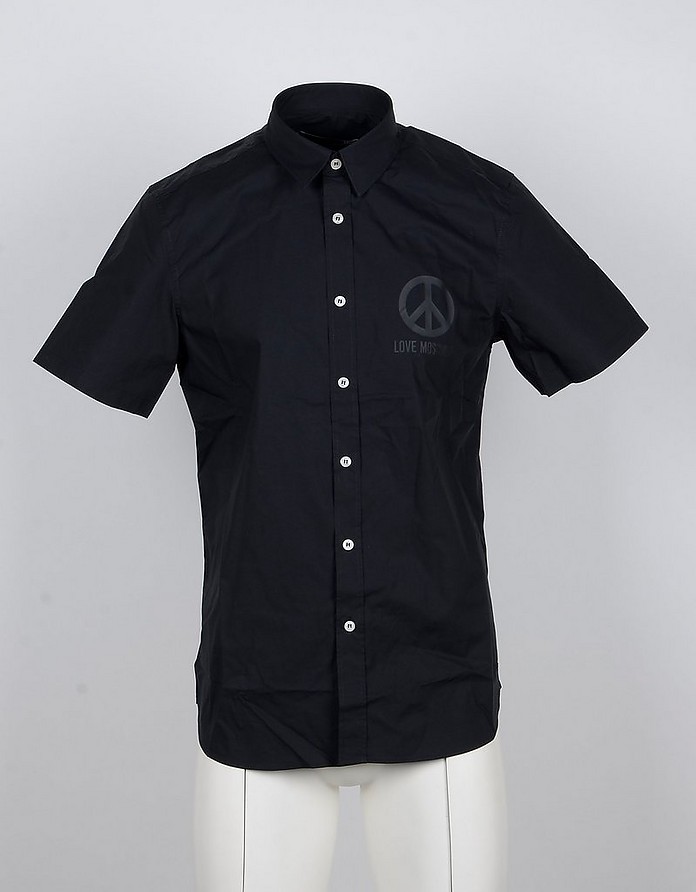 Black Cotton Short Sleeve Men's Shirt - Love Moschino / u XL[m