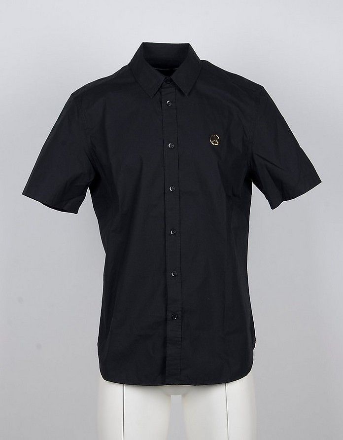 Short-Sleeved Black Cotton Men's Shirt - Love Moschino / u XL[m