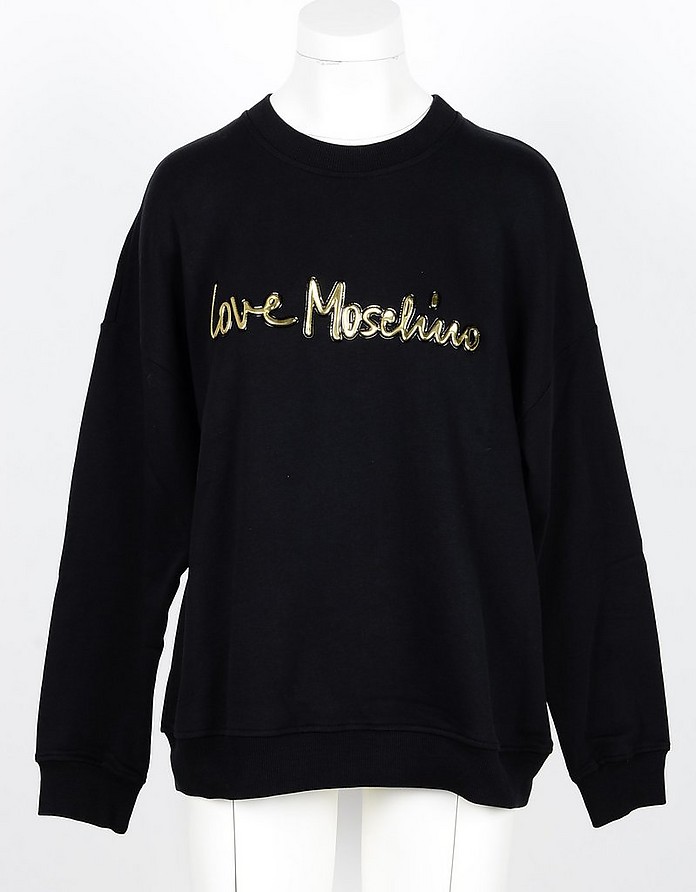 Black Cotton Women's Oversized Sweatshirt - Love Moschino