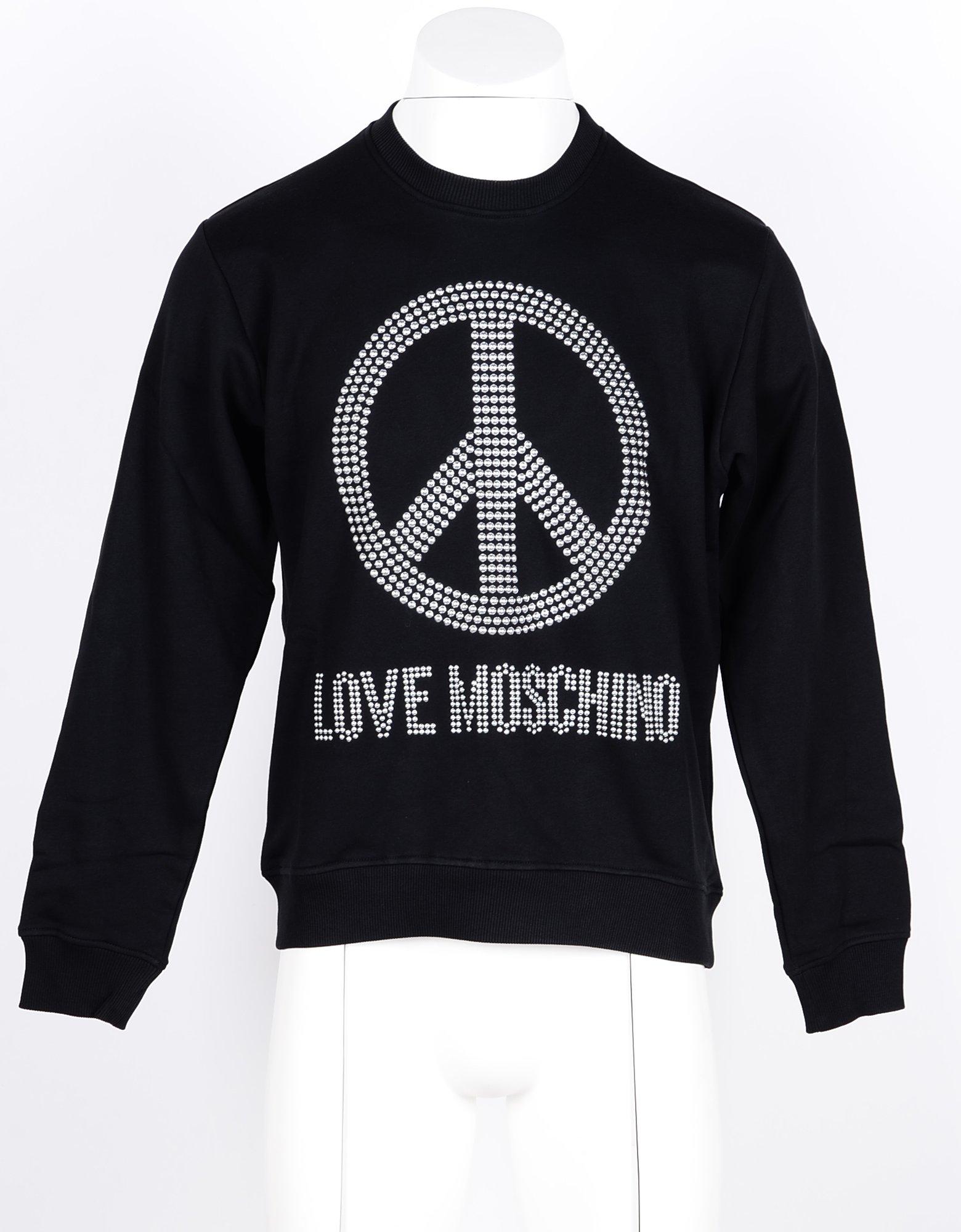 Love Moschino Black Cotton Studded Men 