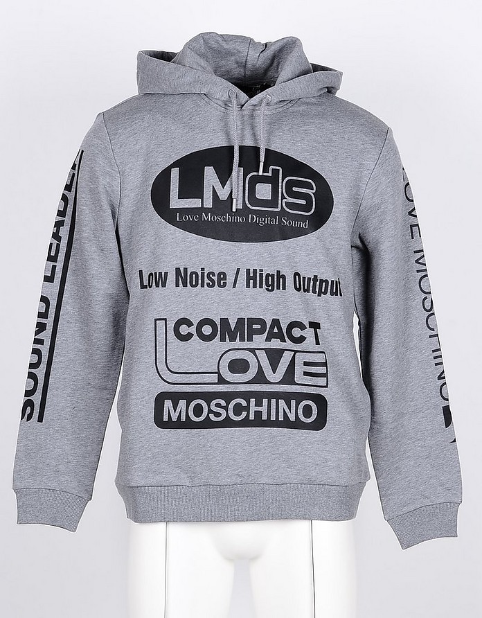Compact Love Gray Cotton Men's Hoodie - Love Moschino