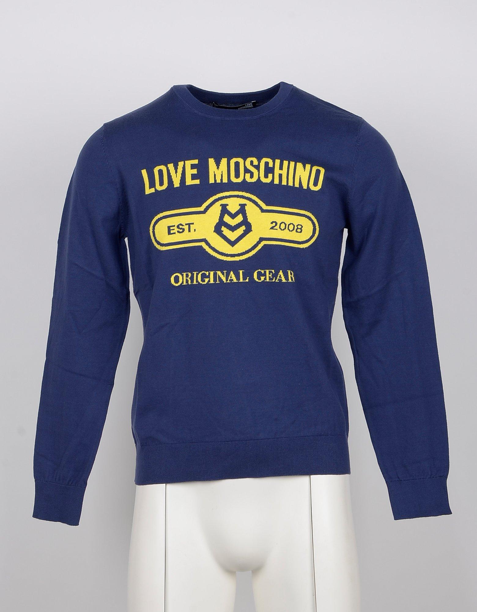Love Moschino Blue Cotton Signature Men 