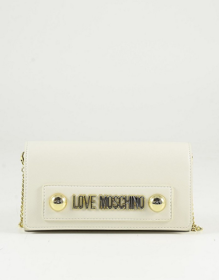 Ivory Signature Eco-Leather Women's Wallet on a Chain - Love Moschino