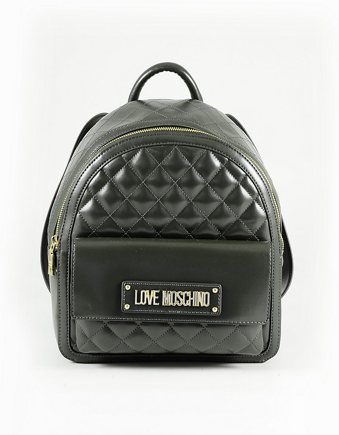 Green Quilted Eco Leather Backpack - Love Moschino