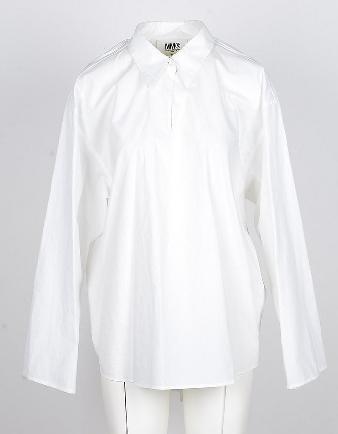 White Cotton Oversized Women's Shirt - MM6 Maison Martin Margiela