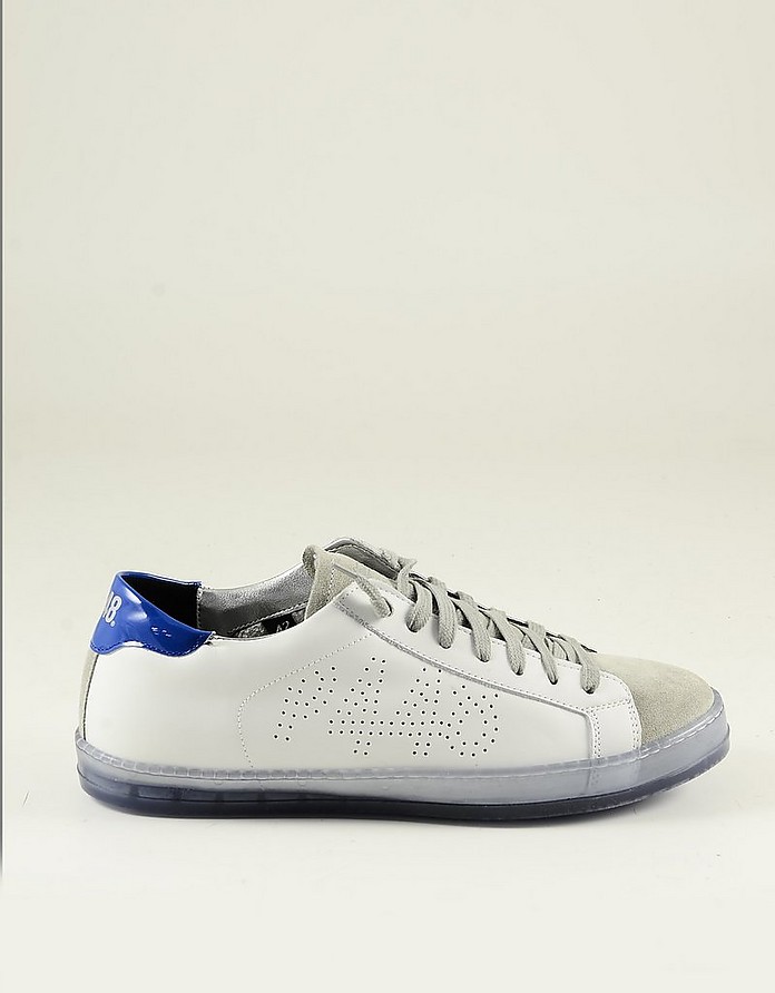 White and Blue Men's Flat Sneakers - P448