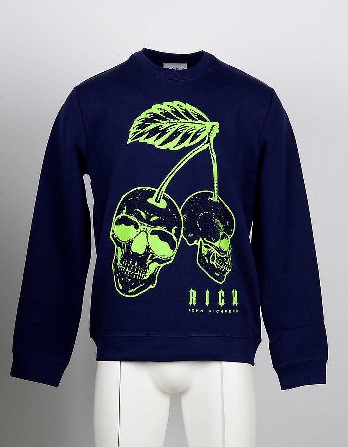 Ocean Blue Cherry-Skull Men's Sweatshirt - John Richmond