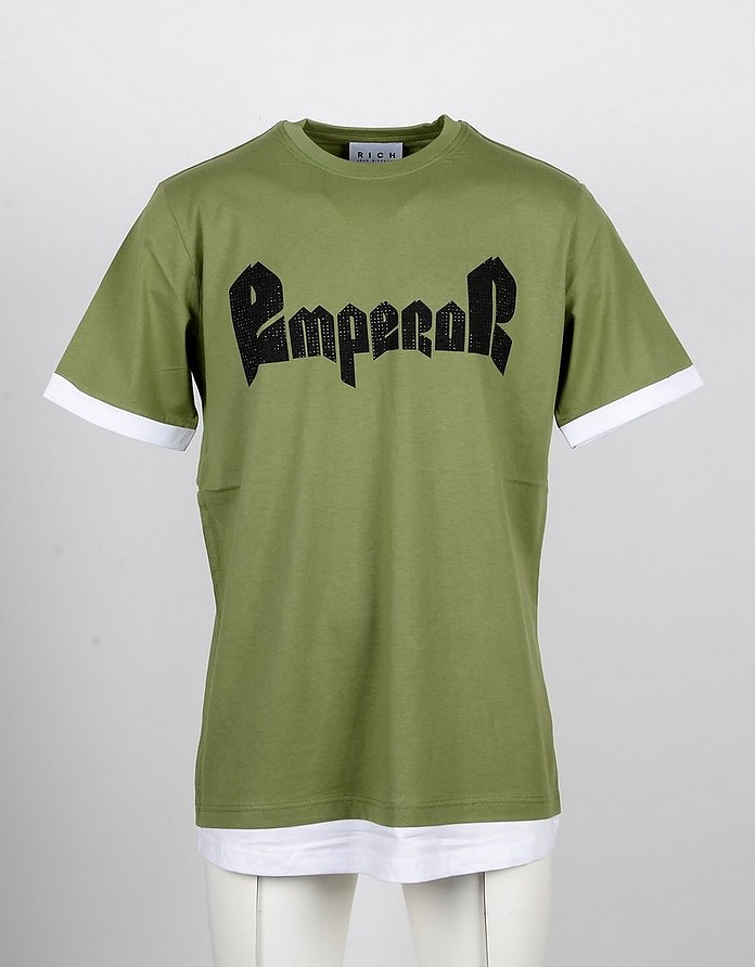 Emperor Contrasting Signature Military Green Men's T-shirt - John Richmond